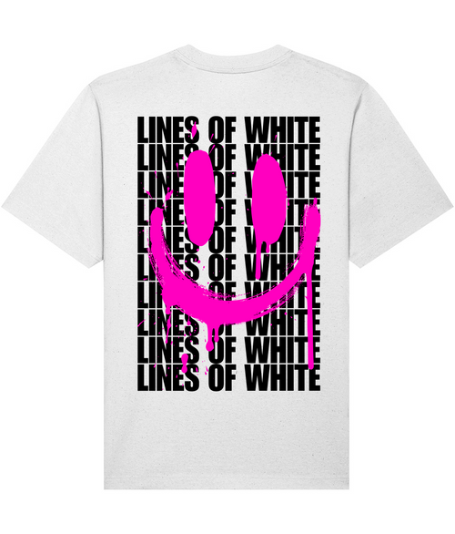 Acid Drip Pink on a white heavyweight freestyler tee, back print