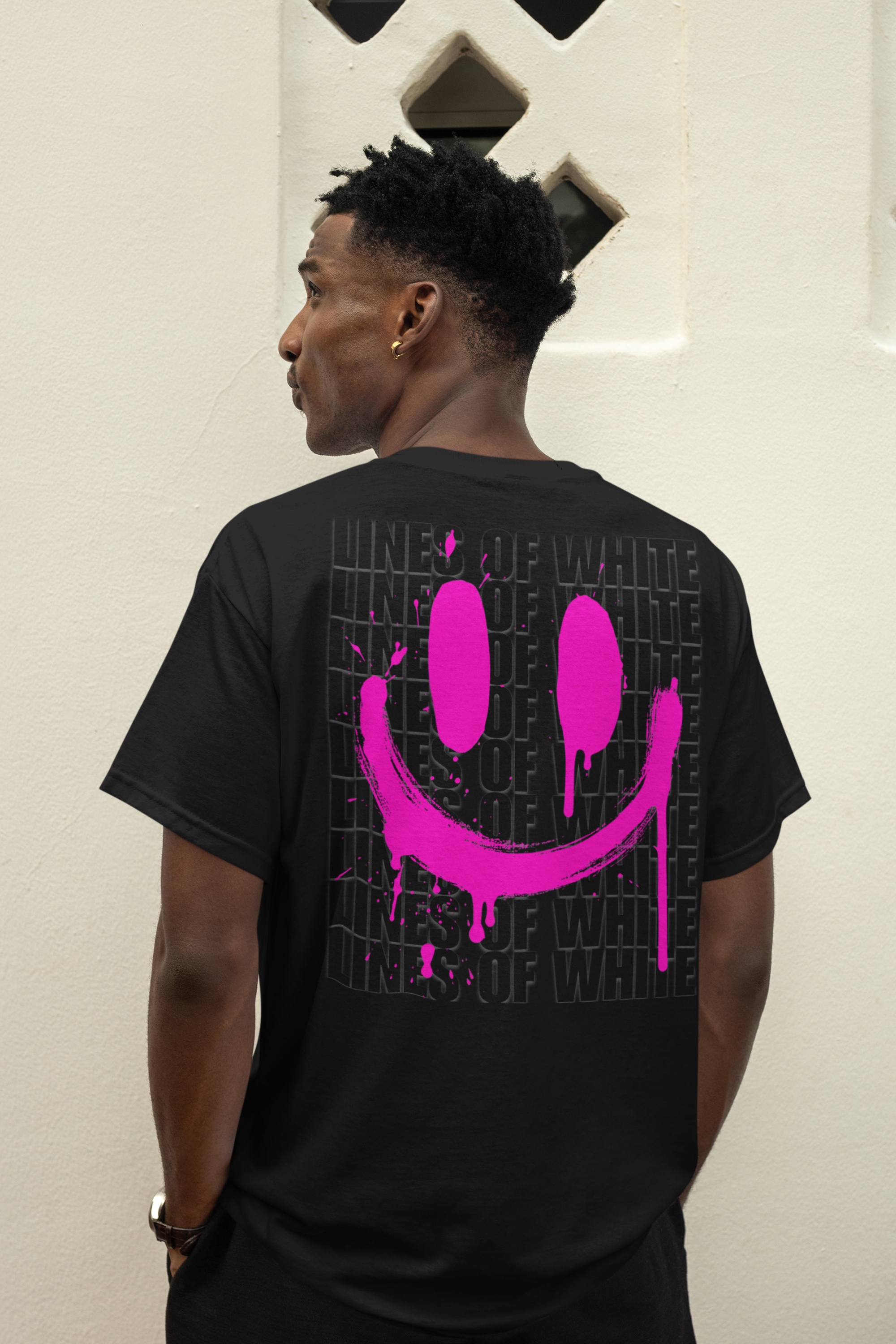 Neon Drip Smiley Tee Pink