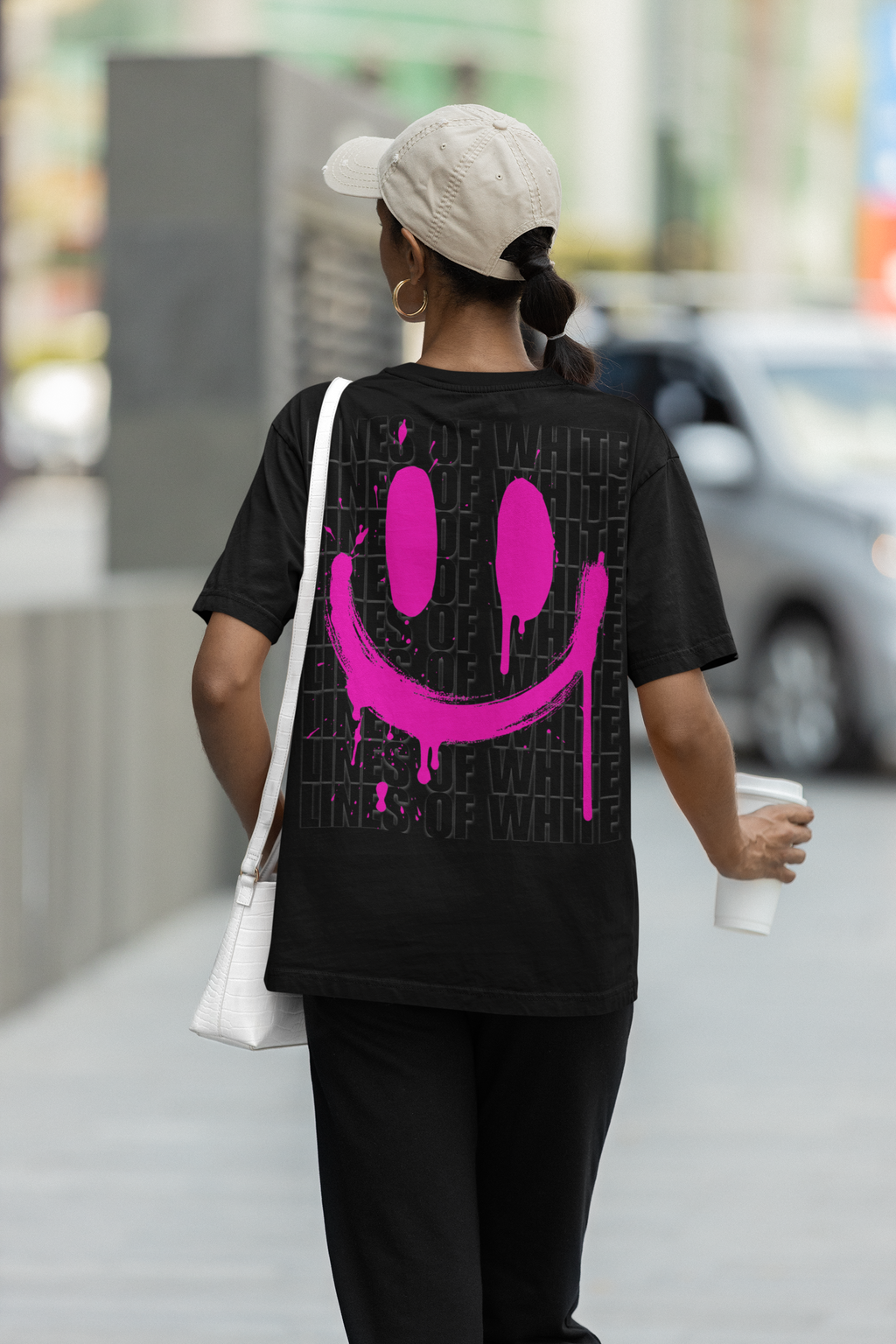Neon Drip Smiley Tee Pink