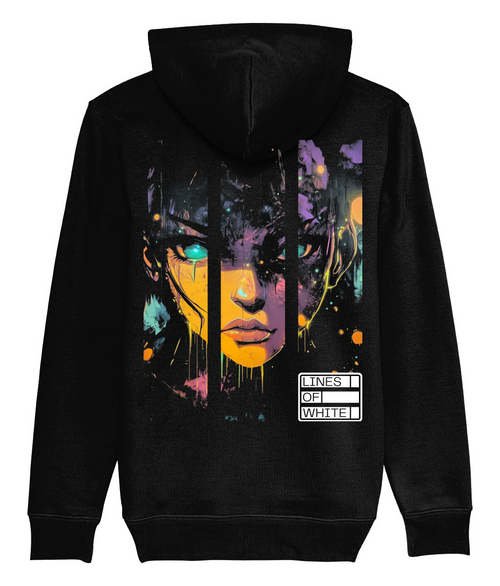 Cerebral Divide on a black heavyweight hoodie, back print