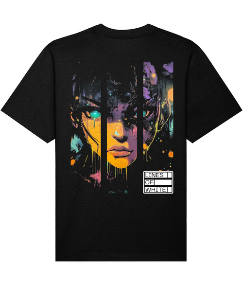 Cerebral Divide on a black heavyweight freestyler tee, back print