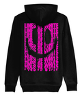 Melting Pink Smile — Black hoodie — back — white background