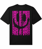Melting Pink Smile — Black tee — back — white background