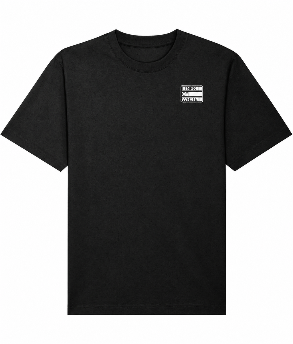 Melting Pink Smile — Black tee — front — white background