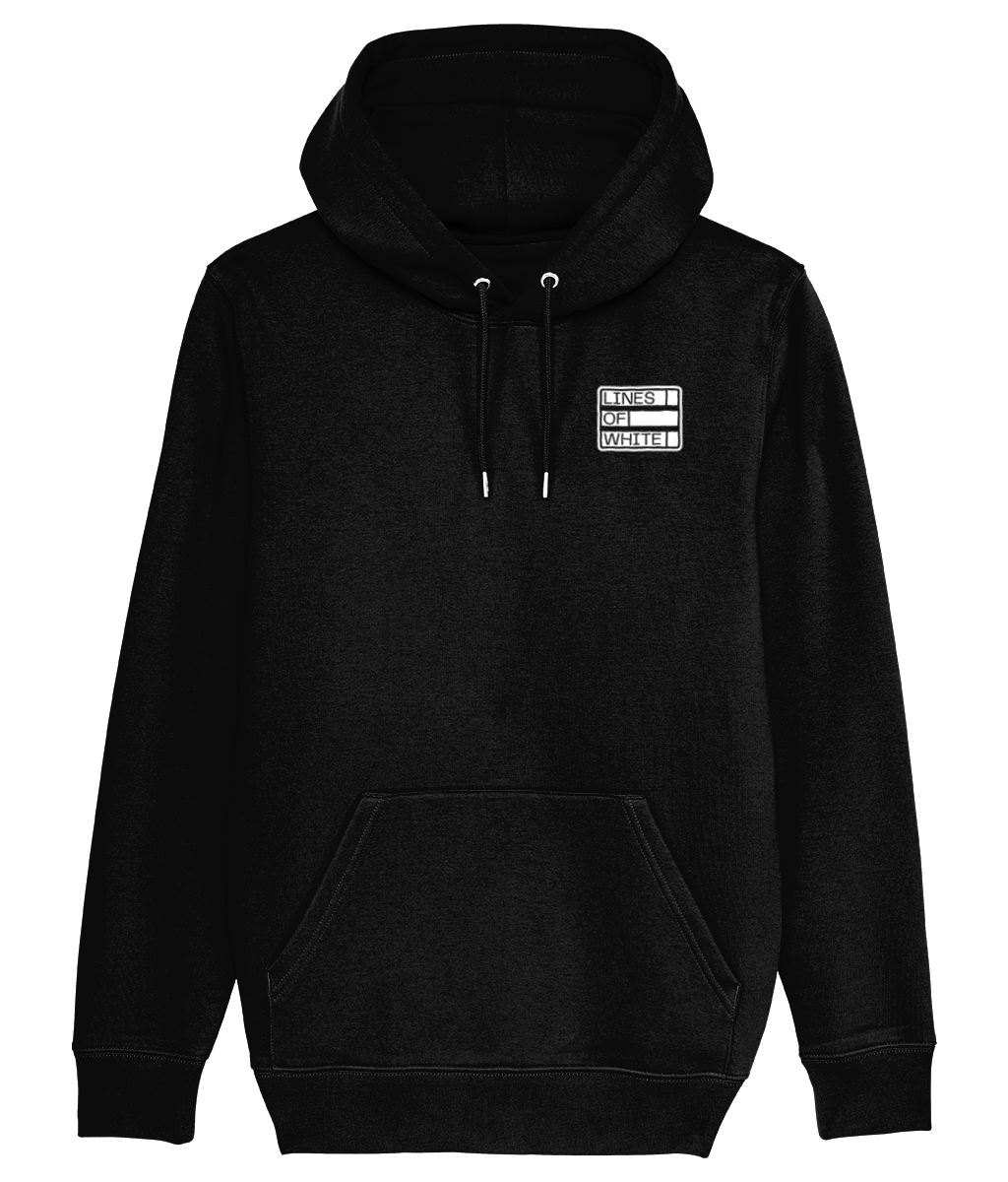 Melting Yellow Smile — Black hoodie — front — white background