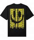 Melting Yellow Smile — Black tee — back — white background