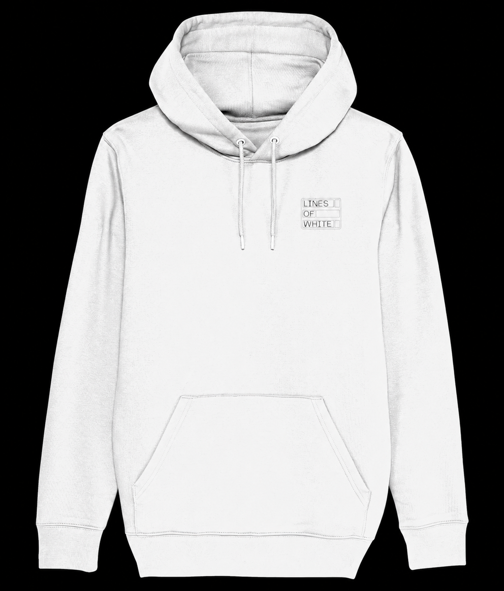 Melting yellow Smile white hoodie — front — black background