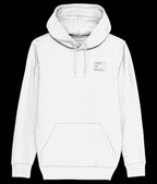 Melting yellow Smile white hoodie — front — black background